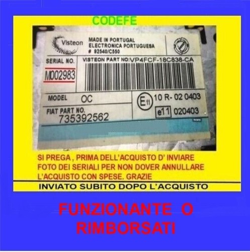 Codice sblocco radio fiat - codice,
