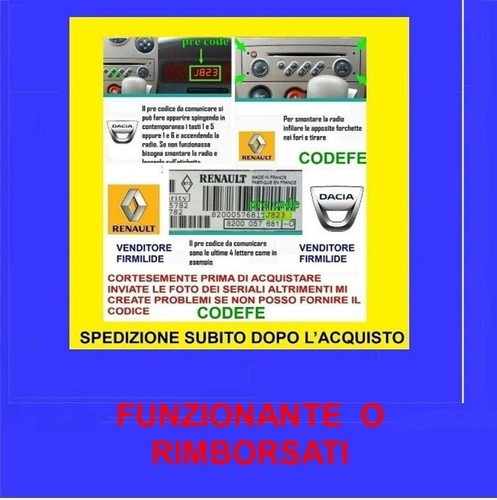Renault dacia sblocco codice - renault,