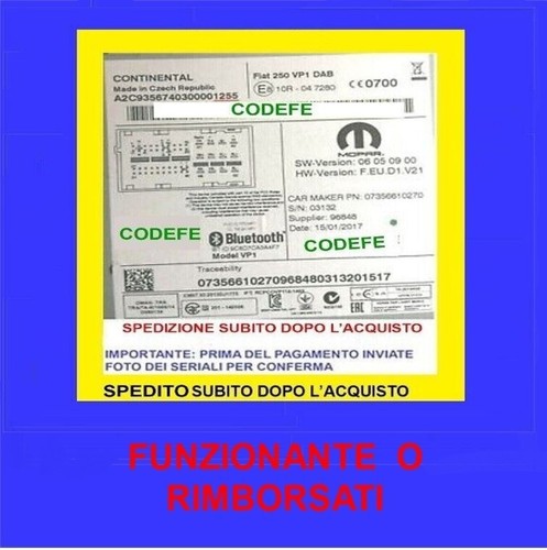 Codice sblocco radio fiat alfa - codice,