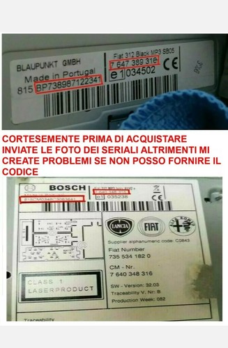 Codice sblocco autoradio - codice,